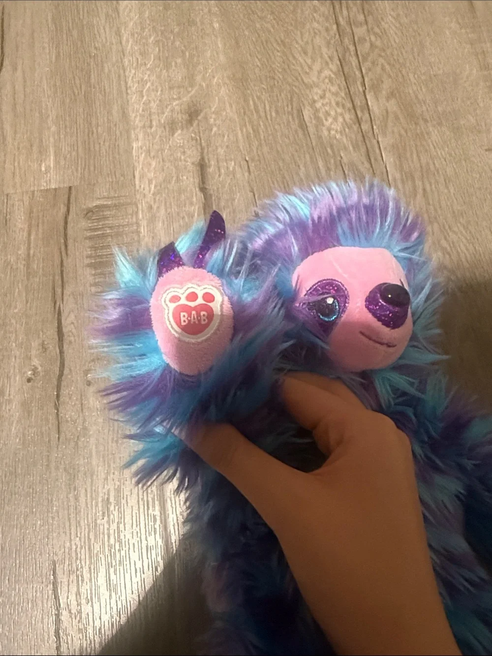 Build-A-Bear Purple & Blue Fuzzy Sloth Plush